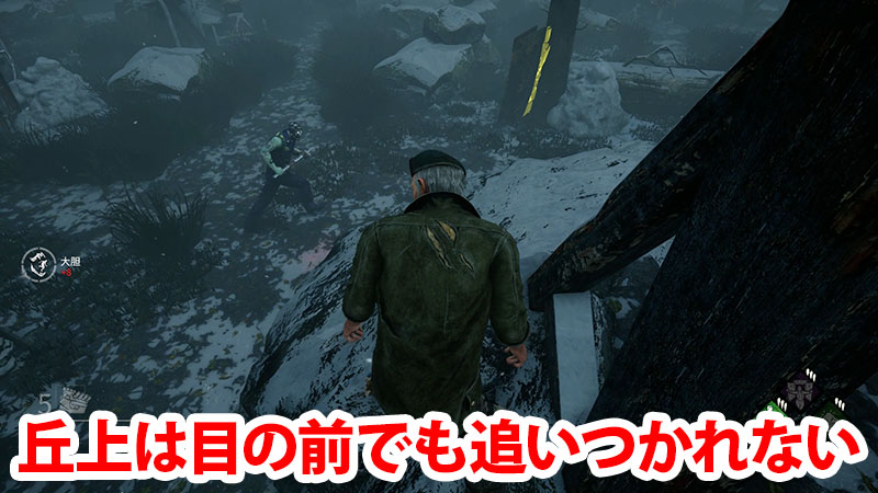 丘の上と下は距離は近いが、近づかれるまでに時間がかかる